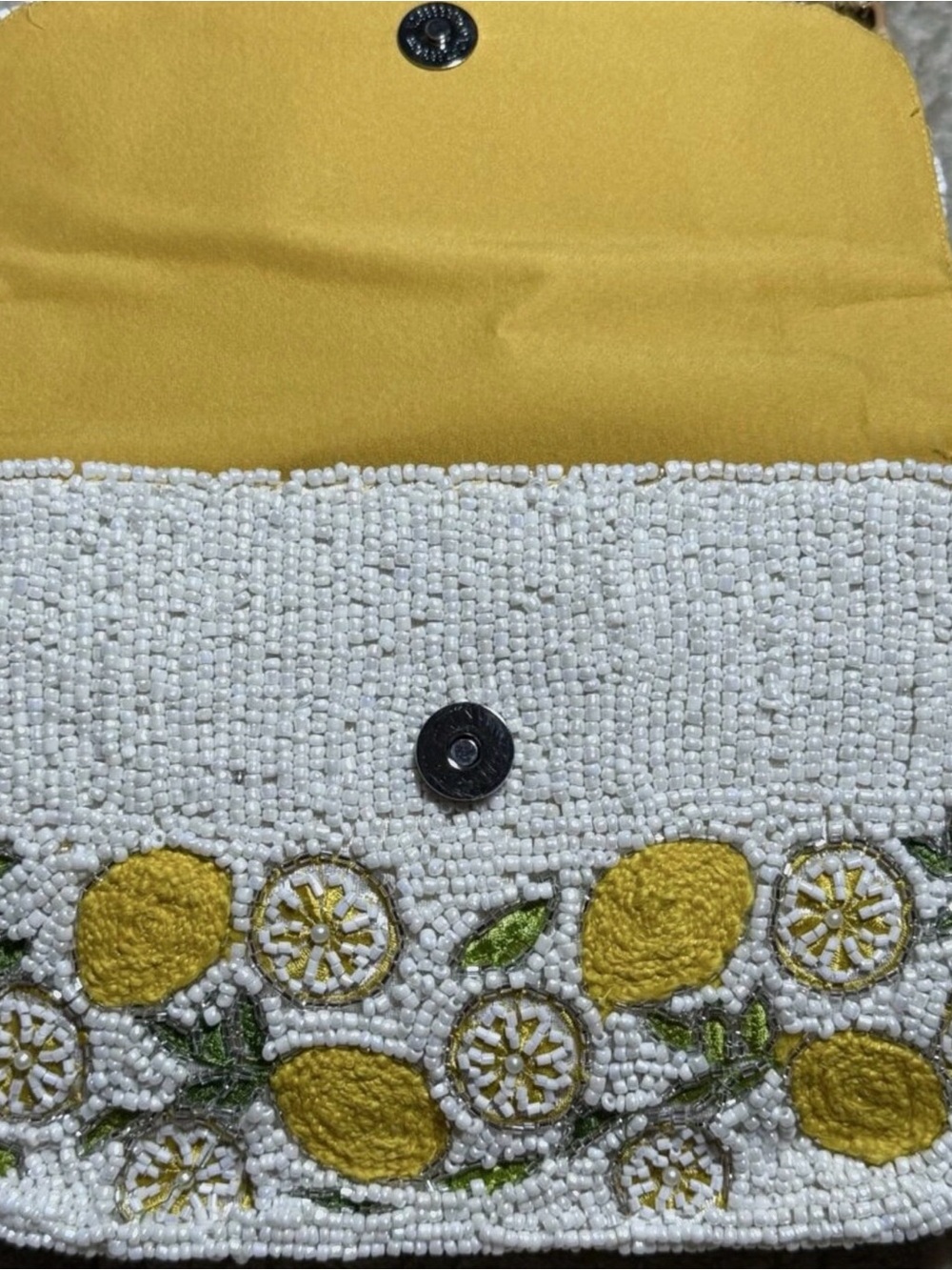 NWT Lemon Beaded Bag TikTok Viral Summer Purse White Yellow Shoulder Bag - Picture 7 of 11
